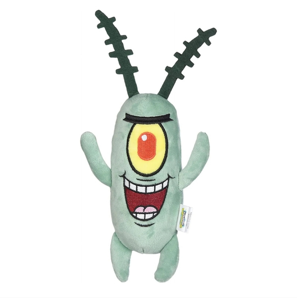 SpongeBob SquarePants 6" Santa and Plankton Plush Duo Pet Toys. NWT. - Picture 9 of 9